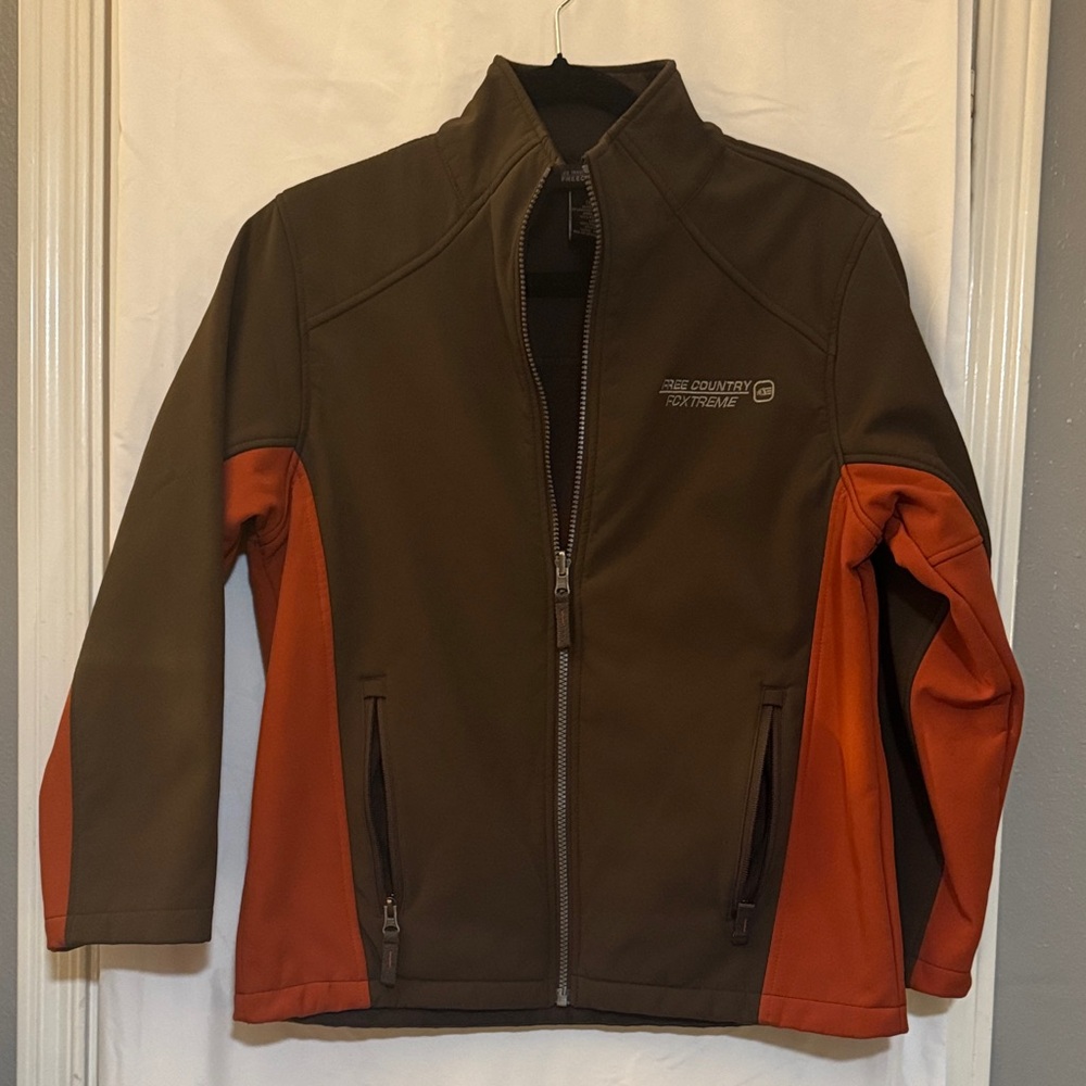 Free Country Men's Performance Jacket in Brown and Orange